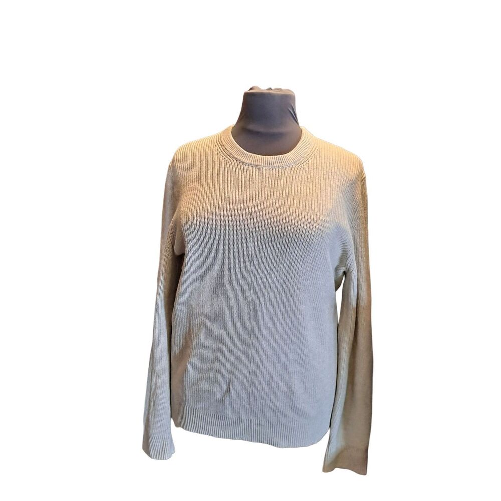 Gap Shaker Sweater Mens XL Light Cream Crewneck Pullover Knit Ribbed Preppy